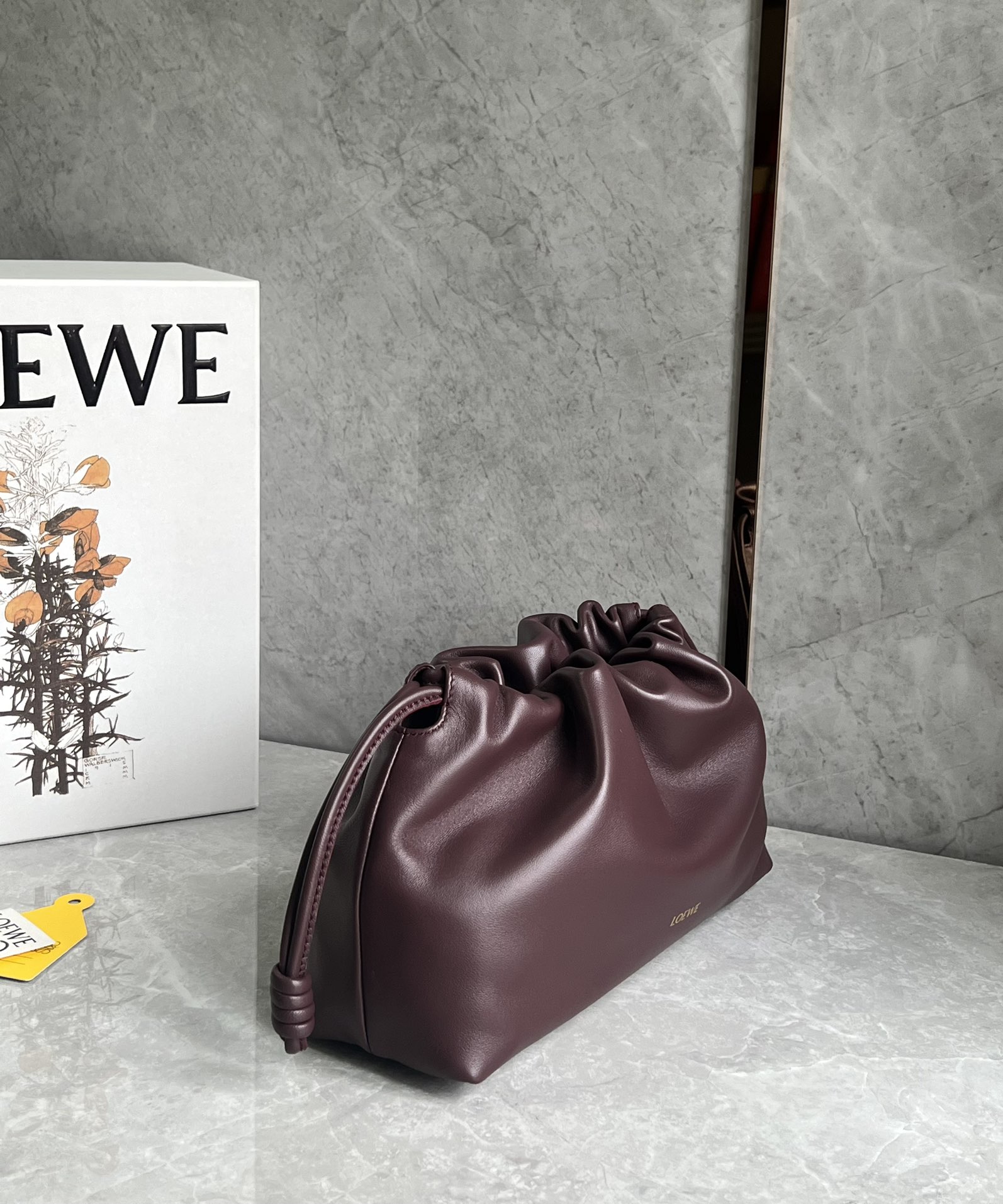 Loewe Medium Flamenco Purse in Mellow Nappa Lambskin Dark Burgundy